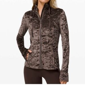 Lululemon Hooded Define Jacket Crushed Velvet Sz 6 Brown